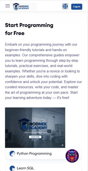 nodmek Website in Mobile View
